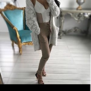 Nude lace up joggers